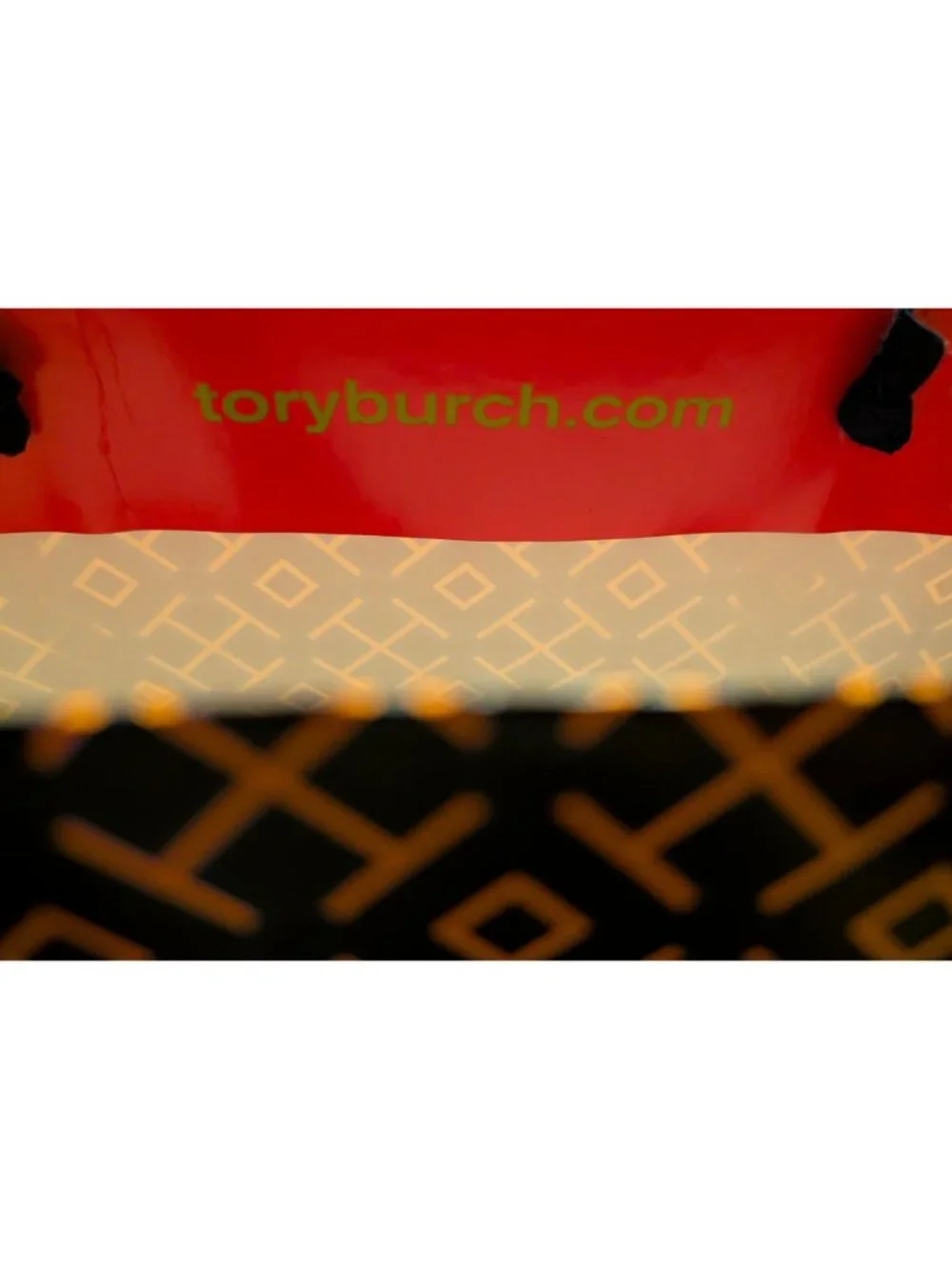 Tory Burch Reusable Paper Shopping Bag With Ribbon Handles - Stylish Geometric D